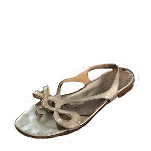 Louboutin "Bellatong" Silver Nappa Sandal flat - 38.5